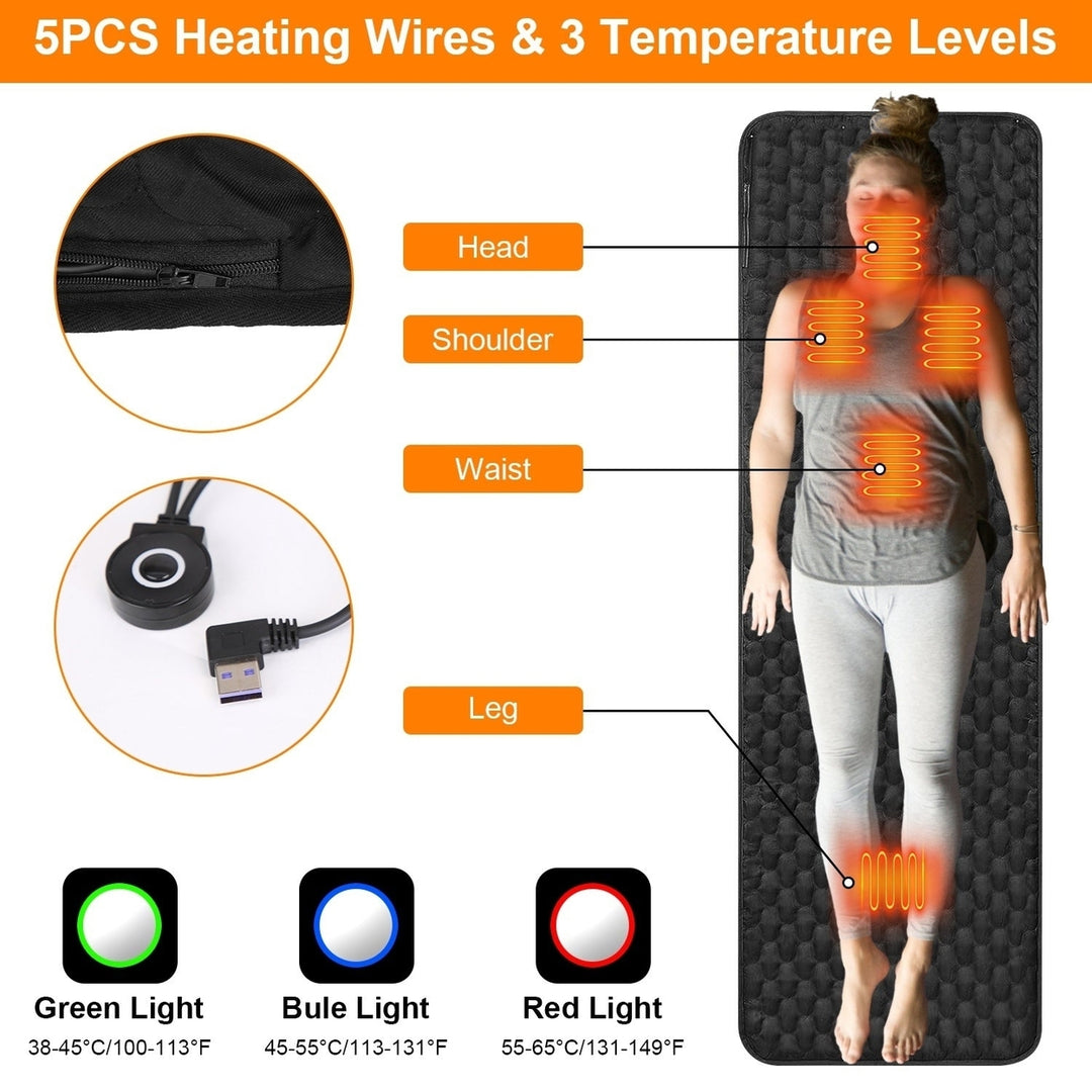 Heated Sleeping Bag Liner Powered By USB Plug Power Bank 3 Temperature Levels with Carrying Bag Machine Washable Image 7