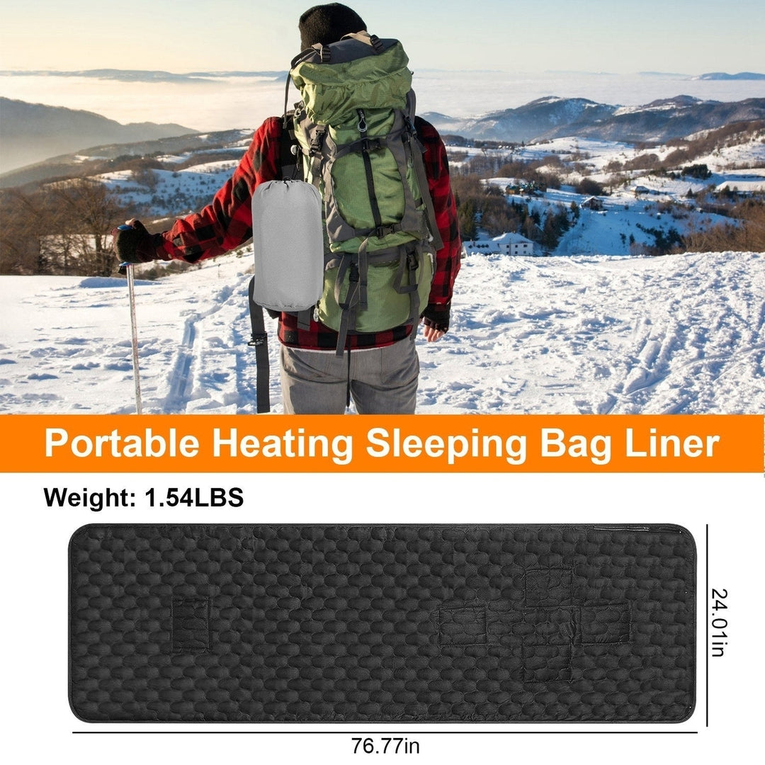 Heated Sleeping Bag Liner Powered By USB Plug Power Bank 3 Temperature Levels with Carrying Bag Machine Washable Image 11