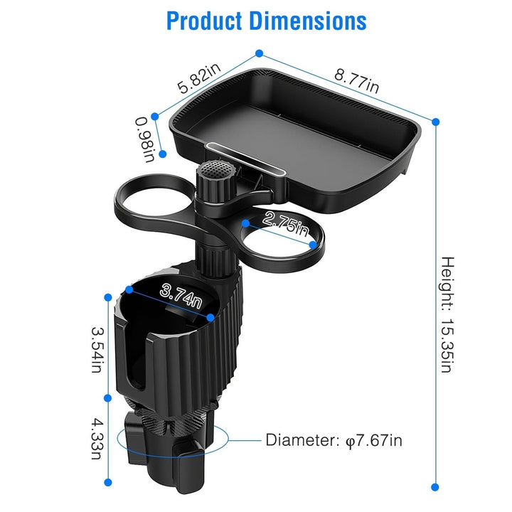 4-in-1 Car Cup Holder Tray Food Table Phone Holder Car Expander Detachable 360 Degree Rotatable Car Desk Image 3