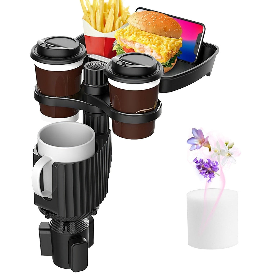 4-in-1 Car Cup Holder Tray Food Table Phone Holder Car Expander Detachable 360 Degree Rotatable Car Desk Image 4