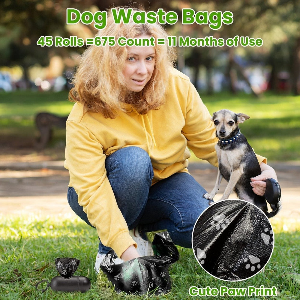 45 Rolls 675 Count Dog Waste Bags Disposable Dog Poop Bags with Dispenser Leakproof Unscented Image 2