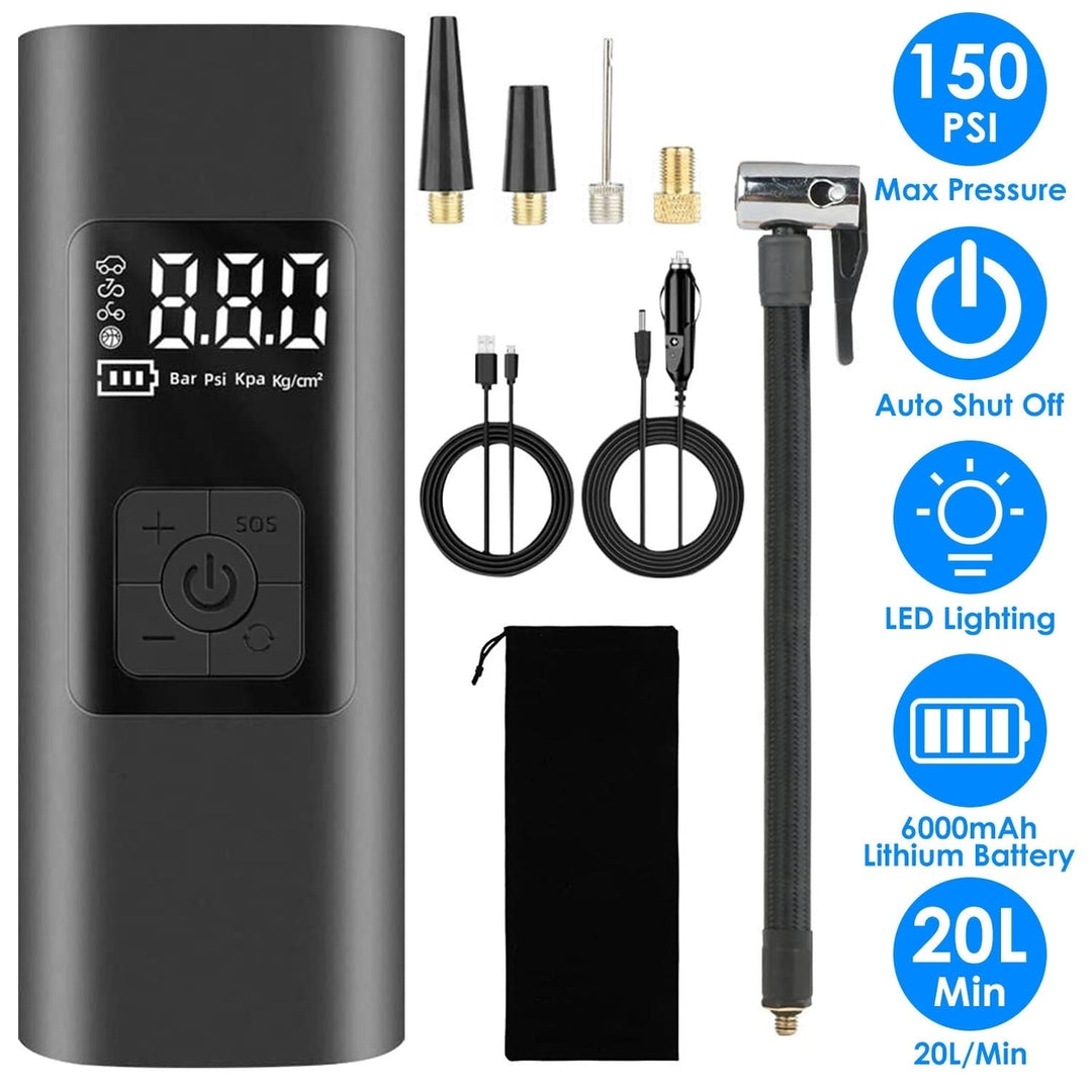 150PSI Cordless Car Tire Pump 6000mAh Rechargeable Tire Inflator Image 2