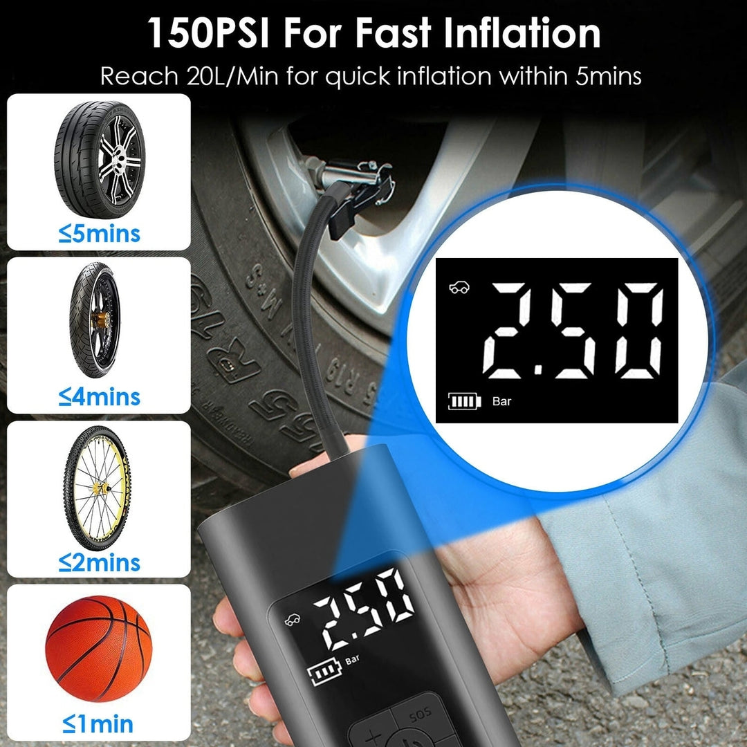 150PSI Cordless Car Tire Pump 6000mAh Rechargeable Tire Inflator Image 4