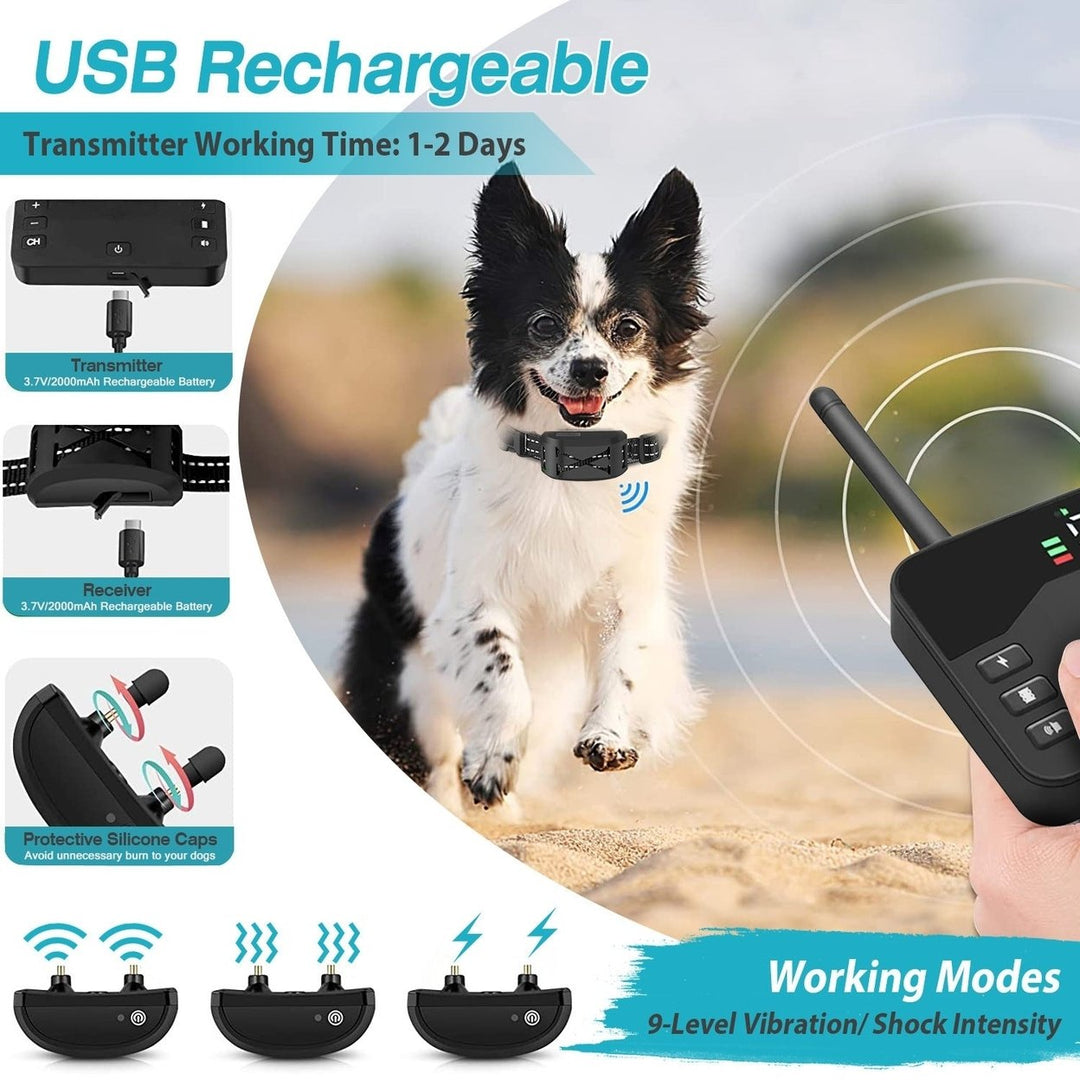 2 In 1 Wireless Electric Dog Fence Waterproof Pet Shock Boundary Containment System Electric Training Collar for Small Image 3