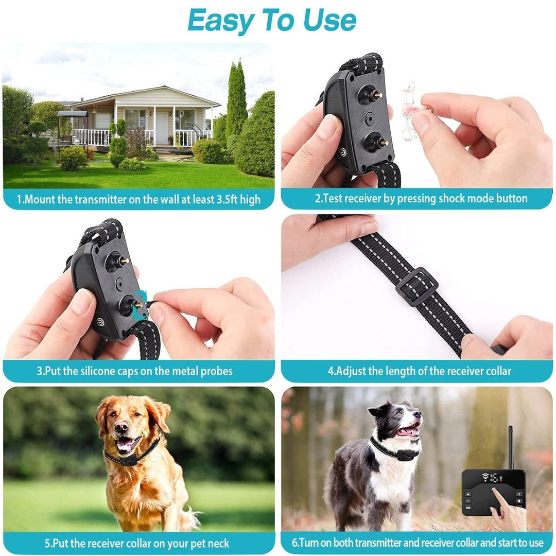 2 In 1 Wireless Electric Dog Fence Waterproof Pet Shock Boundary Containment System Electric Training Collar for Small Image 4