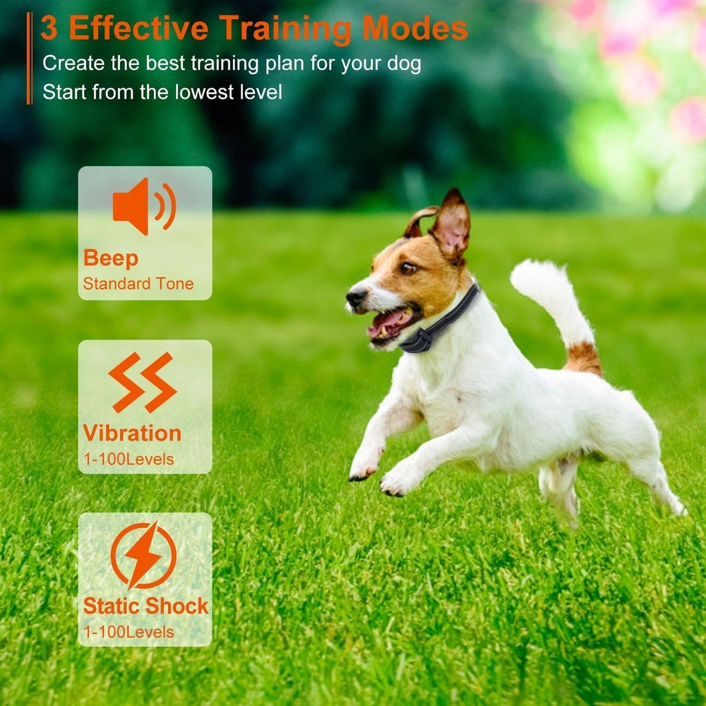 3280FT Dog Training Collar IP67 Waterproof Pet Beep Vibration Electric Shock Collar Image 2