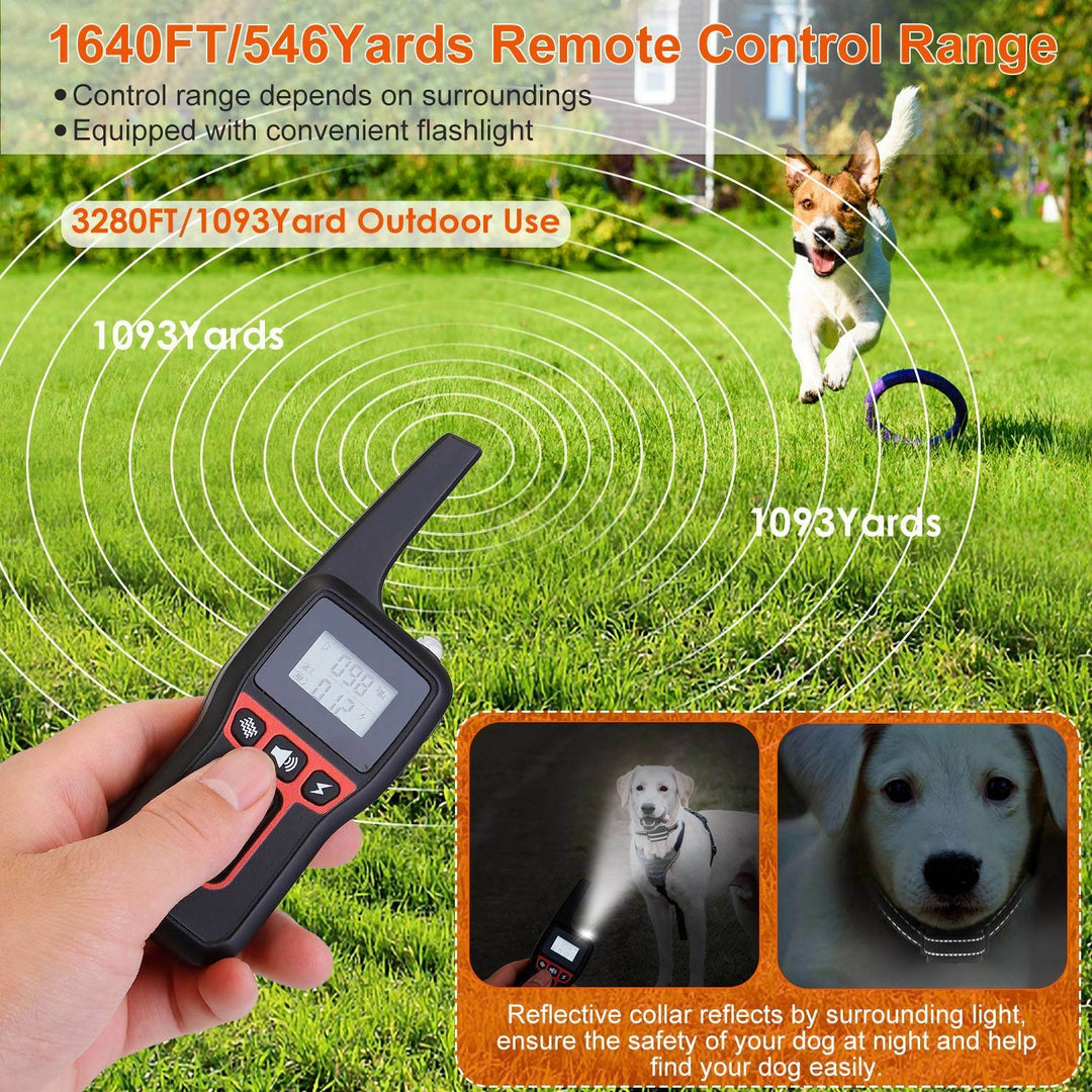 3280FT Dog Training Collar IP67 Waterproof Pet Beep Vibration Electric Shock Collar Image 3