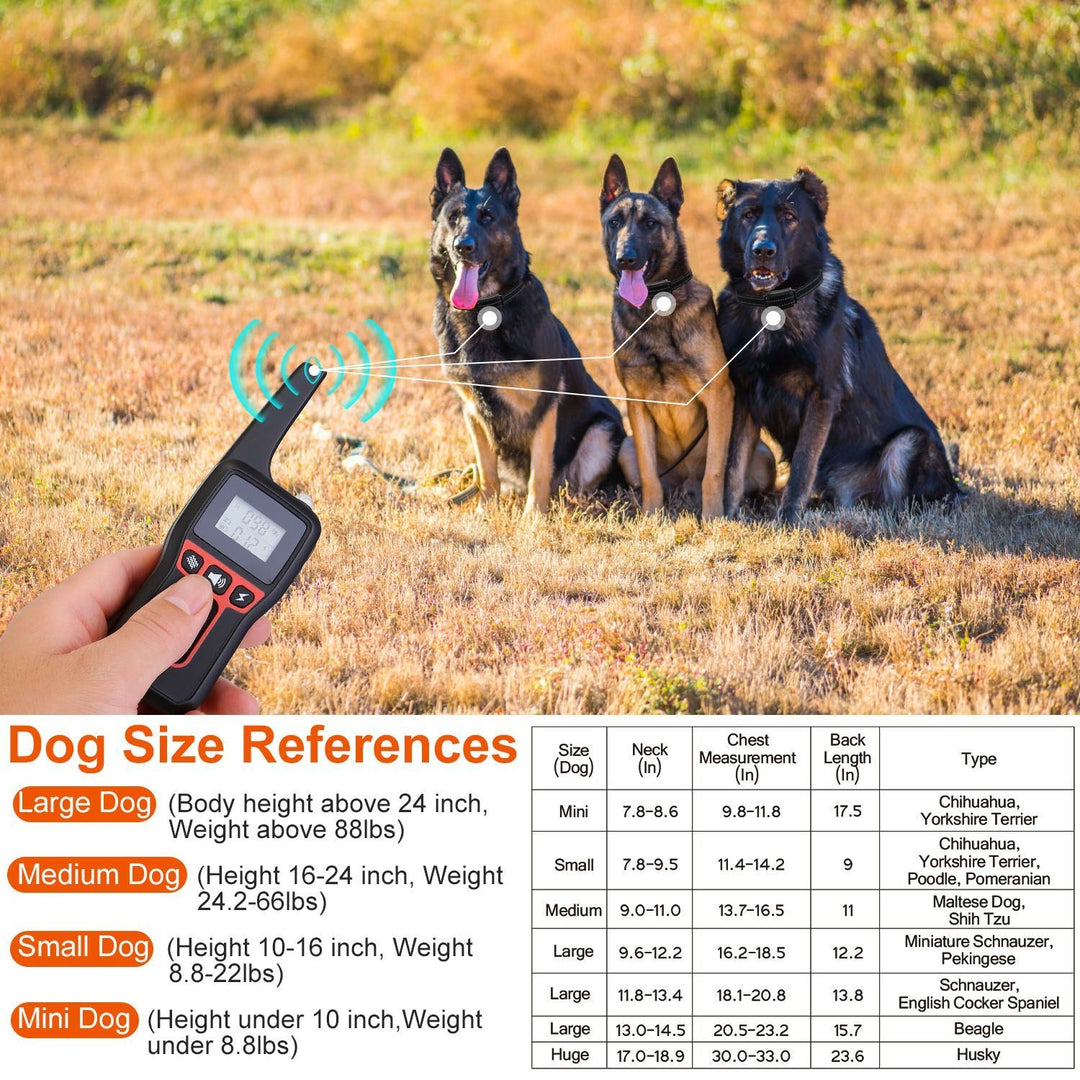 3280FT Dog Training Collar IP67 Waterproof Pet Beep Vibration Electric Shock Collar Image 4