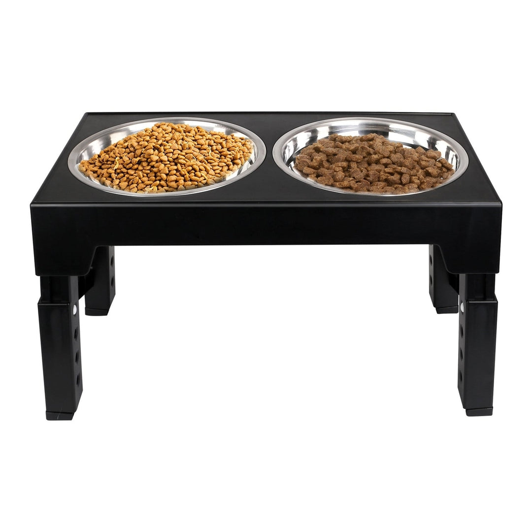 Dog Raised Bowls with 6 Adjustable Heights Stainless Steel Elevated Dog Bowls Foldable Double Bowl Dog Feeder for Small Image 1