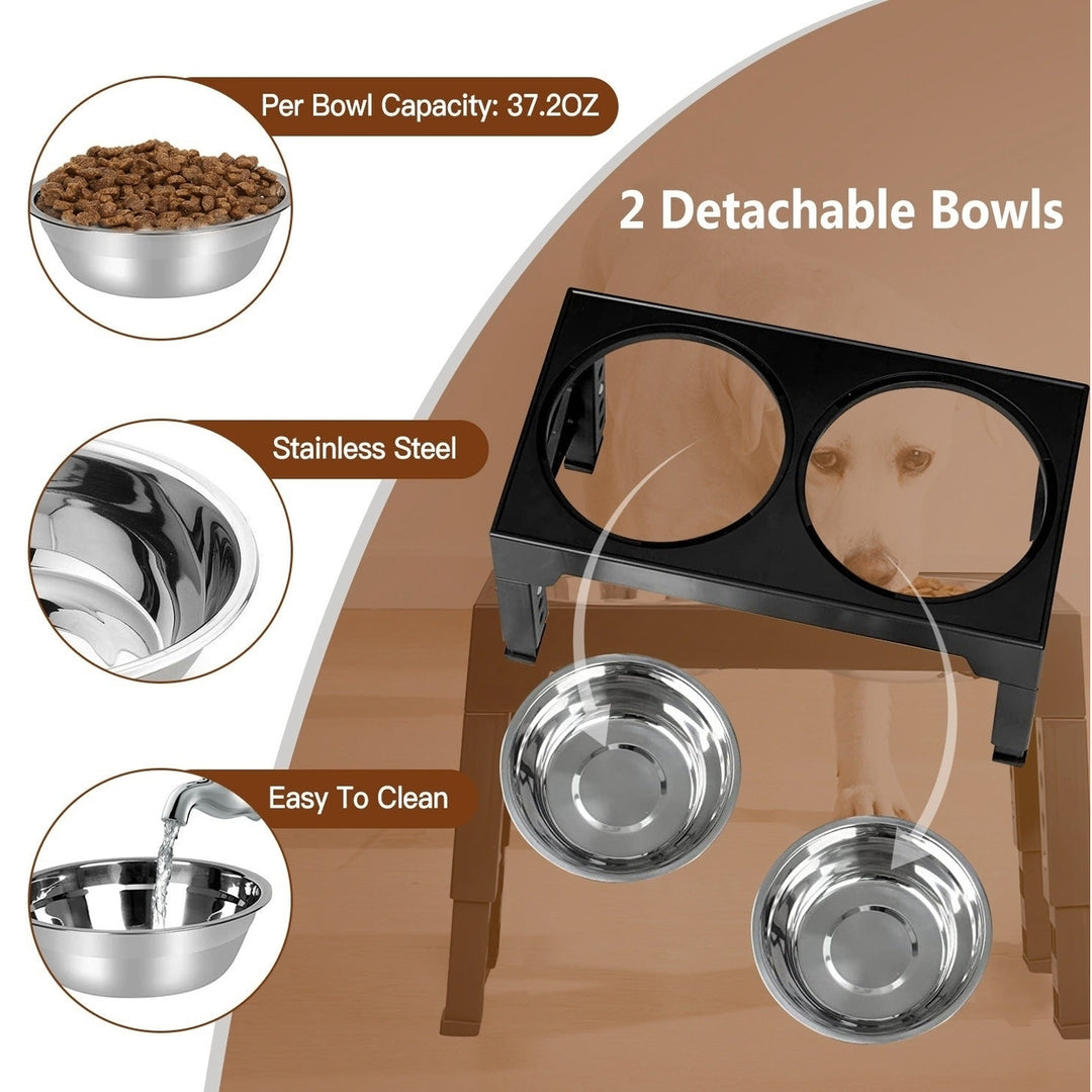 Dog Raised Bowls with 6 Adjustable Heights Stainless Steel Elevated Dog Bowls Foldable Double Bowl Dog Feeder for Small Image 6