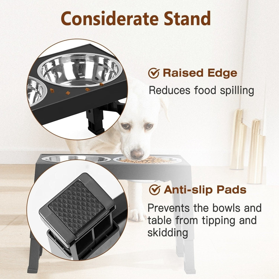 Dog Raised Bowls with 6 Adjustable Heights Stainless Steel Elevated Dog Bowls Foldable Double Bowl Dog Feeder for Small Image 7