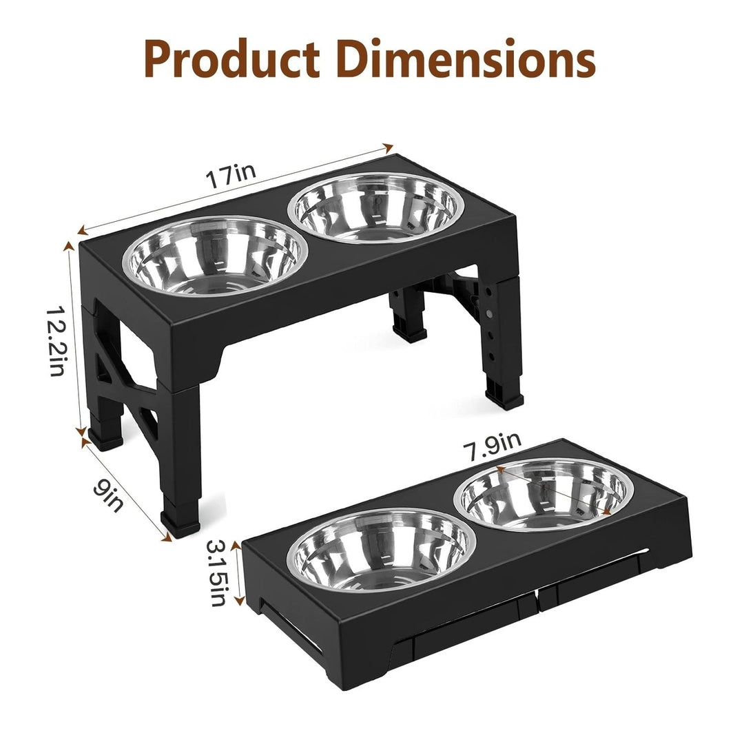 Dog Raised Bowls with 6 Adjustable Heights Stainless Steel Elevated Dog Bowls Foldable Double Bowl Dog Feeder for Small Image 8