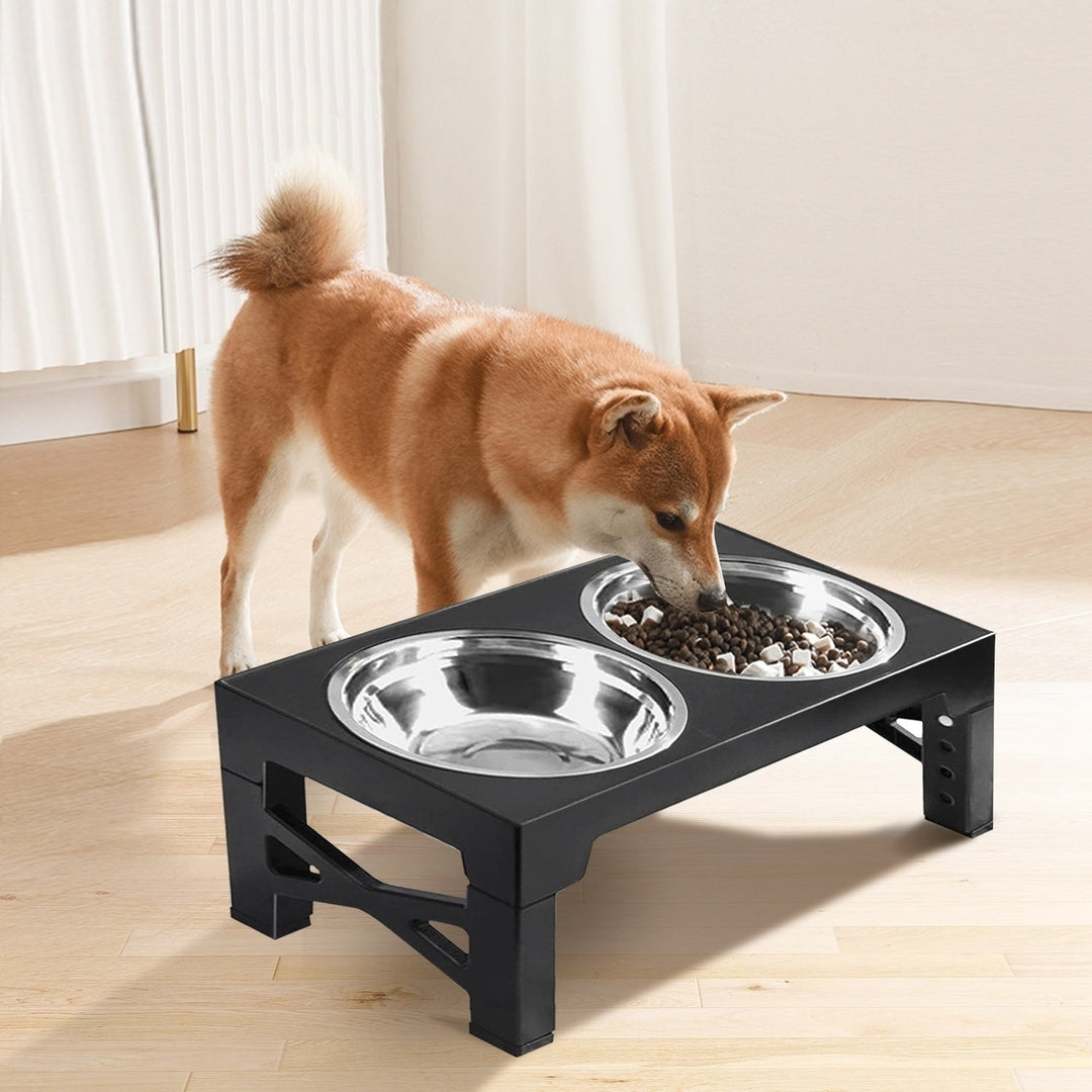 Dog Raised Bowls with 6 Adjustable Heights Stainless Steel Elevated Dog Bowls Foldable Double Bowl Dog Feeder for Small Image 9