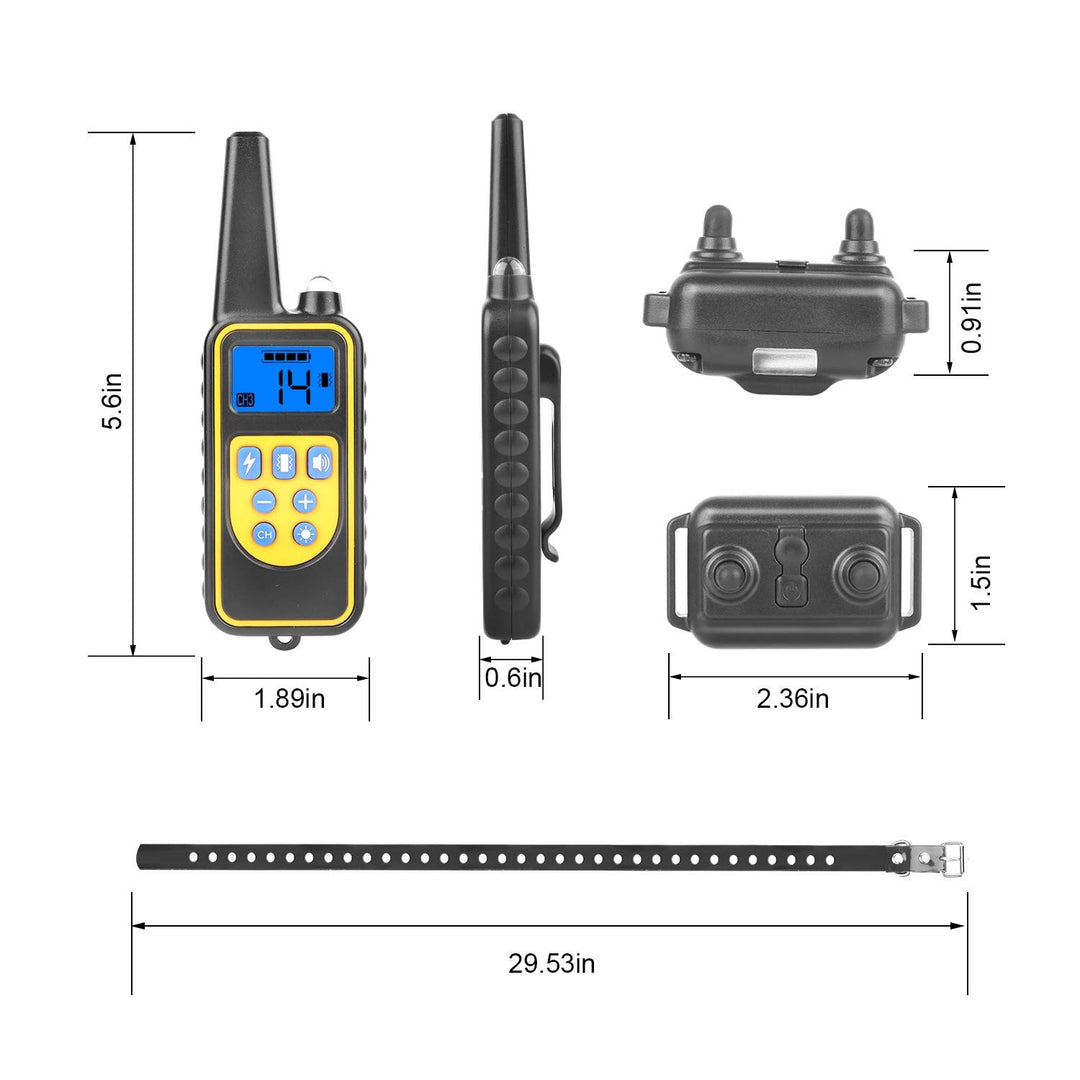 Dog Training Collar IP67 Waterproof Pet Trainer 300mAh Rechargeable 875 Yard Remote Control 4 Modes Image 3