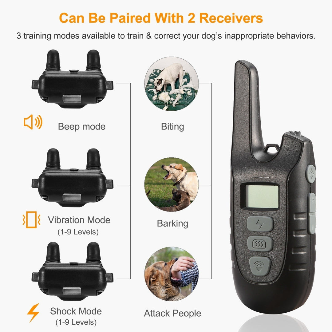 Dog Training Collar IP67 Waterproof Rechargeable Dog Shock Collar with 1640FT Remote Range Beep Vibration Shock 3 Image 3