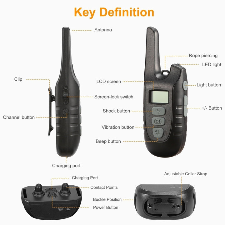 Dog Training Collar IP67 Waterproof Rechargeable Dog Shock Collar with 1640FT Remote Range Beep Vibration Shock 3 Image 9