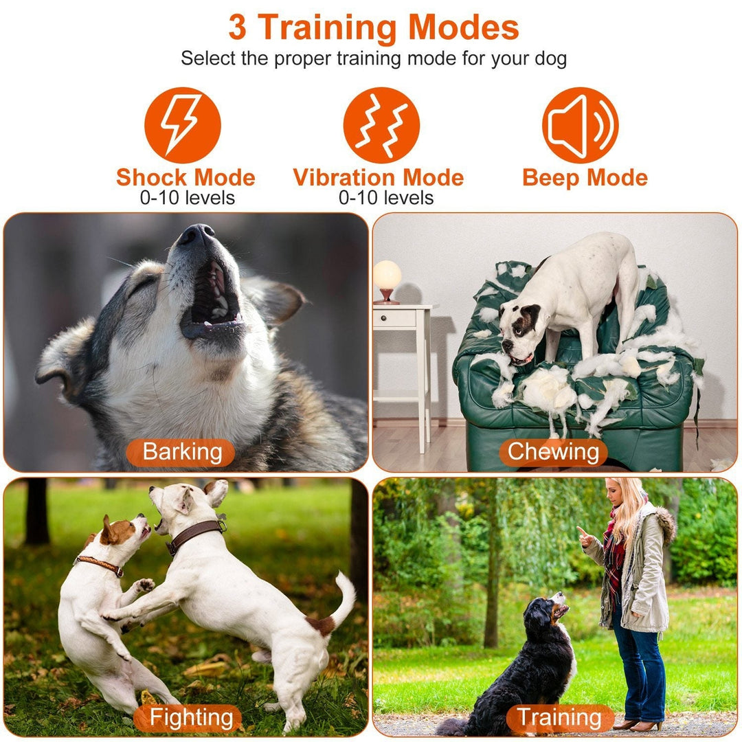 Electric Dog Training Collar Rechargeable Receiver Beep Vibration Shock Image 3