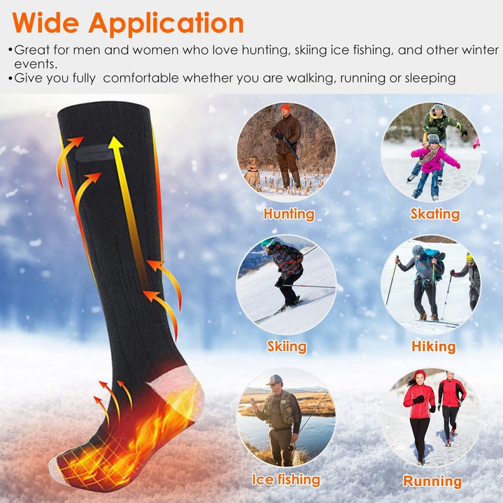 Electric Heated Socks for Men Women Battery Powered Heated Socks Rechargeable Feet Warmer with 4 Temperature Levels Image 3