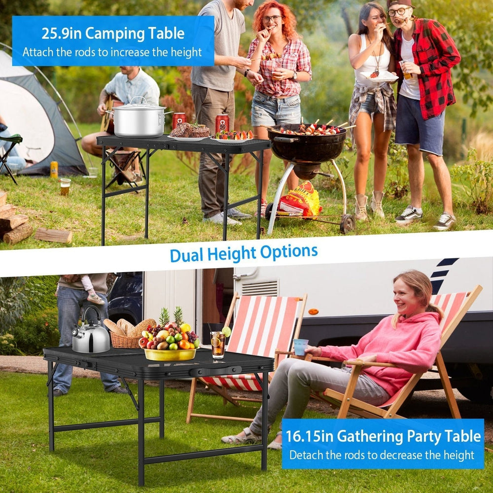 Foldable Camping Table Collapsible Picnic Aluminum Alloy Grill Stand 88LBS Max Load Height Adjustable BBQ Table Image 2