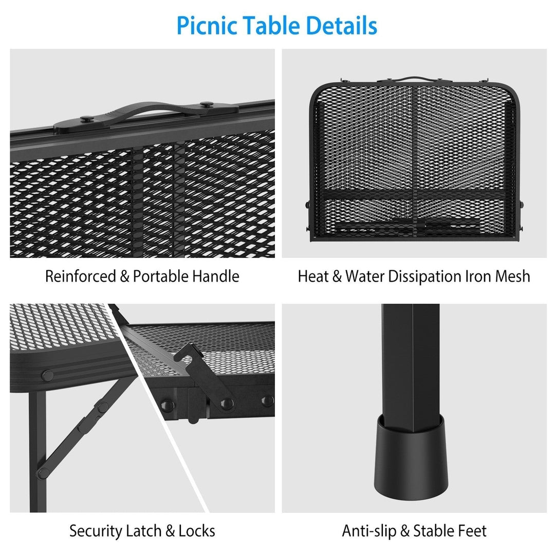 Foldable Camping Table Collapsible Picnic Aluminum Alloy Grill Stand 88LBS Max Load Height Adjustable BBQ Table Image 4