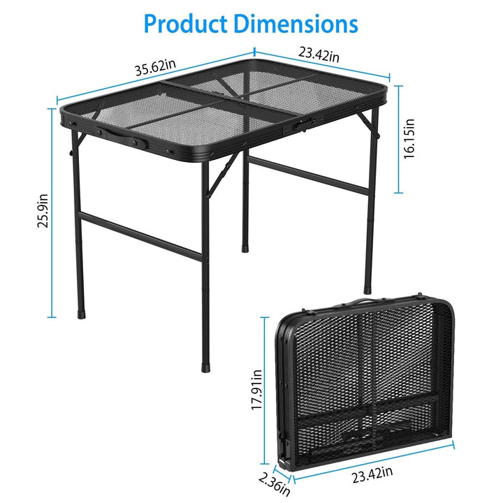 Foldable Camping Table Collapsible Picnic Aluminum Alloy Grill Stand 88LBS Max Load Height Adjustable BBQ Table Image 6