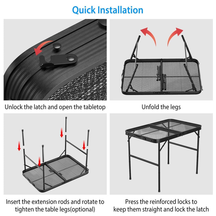 Foldable Camping Table Collapsible Picnic Aluminum Alloy Grill Stand 88LBS Max Load Height Adjustable BBQ Table Image 7