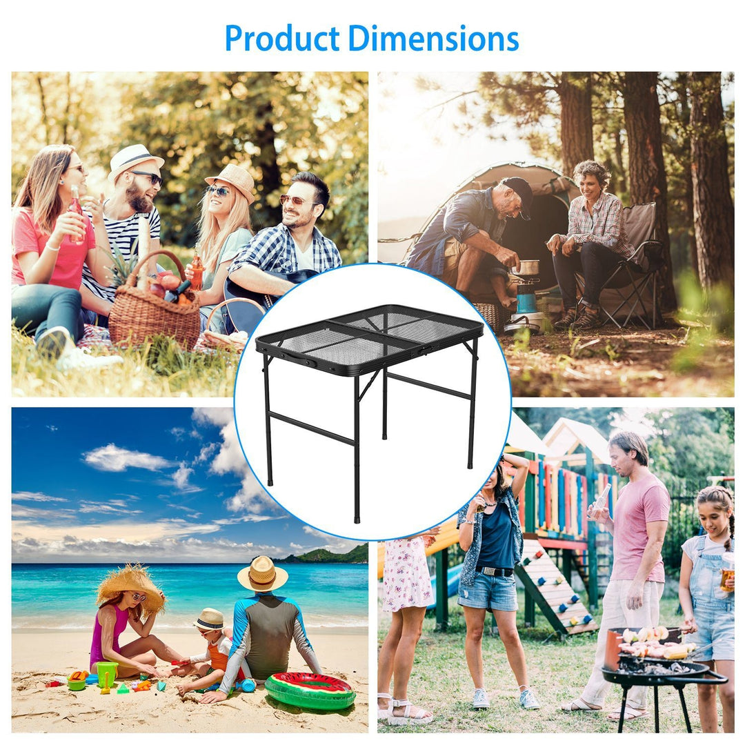 Foldable Camping Table Collapsible Picnic Aluminum Alloy Grill Stand 88LBS Max Load Height Adjustable BBQ Table Image 8