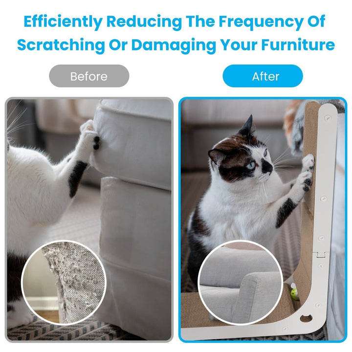 Indoor L Shaped Cat Scratcher with Cat Interactive Toy Cardboard 23.62in High Lounge Bed Image 3