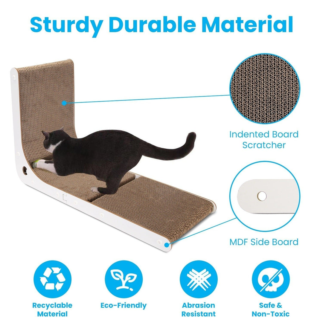 Indoor L Shaped Cat Scratcher with Cat Interactive Toy Cardboard 23.62in High Lounge Bed Image 4