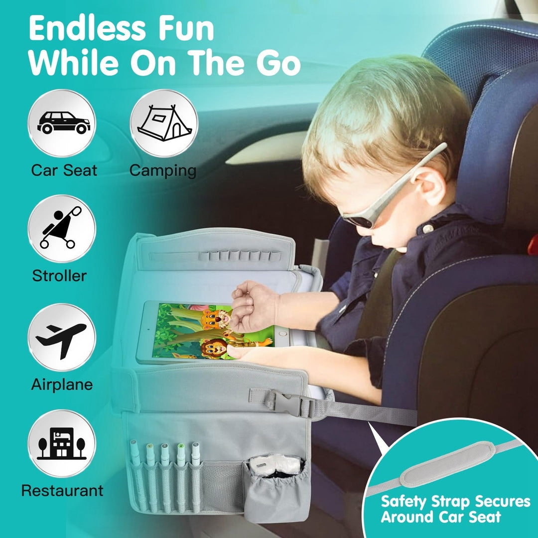 Kids Travel Tray Toddler Car Seat Lap Tray Kids Road Trip Table Tray Image 3