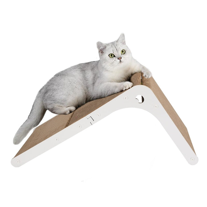 Indoor L Shaped Cat Scratcher with Cat Interactive Toy Cardboard 23.62in High Lounge Bed Image 11