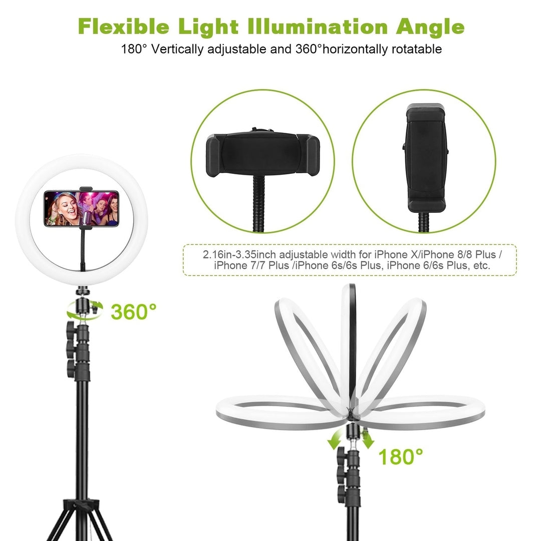 10in LED Selfie Ring Light Dimmable 120 LEDs Makeup Ring Lights with Adjustable Tripod Stand Cell Phone Holder USB Image 2