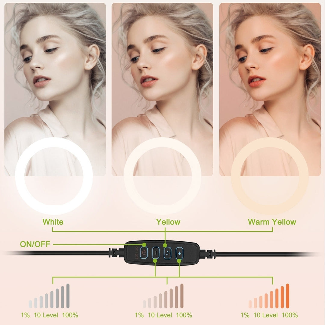 10in LED Selfie Ring Light Dimmable 120 LEDs Makeup Ring Lights with Adjustable Tripod Stand Cell Phone Holder USB Image 4