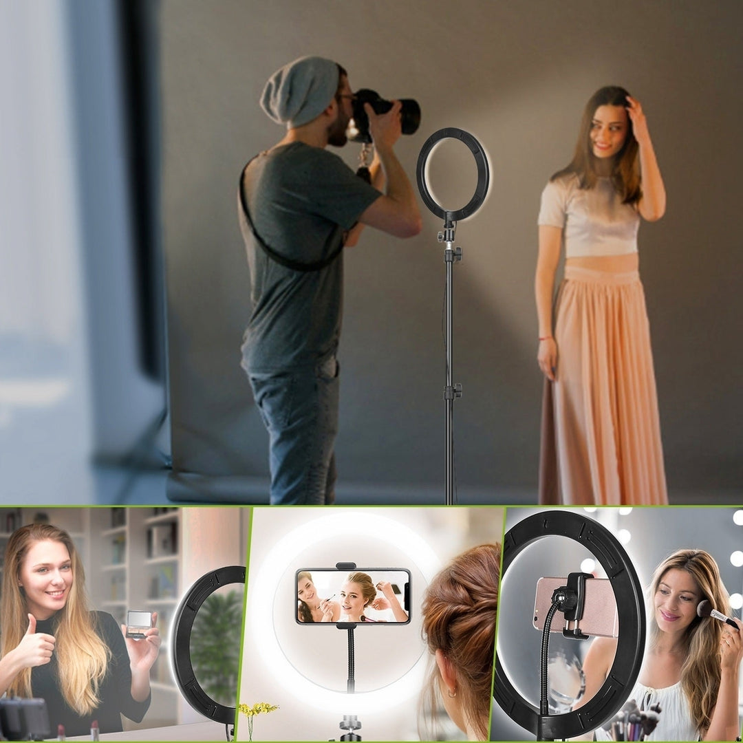 10in LED Selfie Ring Light Dimmable 120 LEDs Makeup Ring Lights with Adjustable Tripod Stand Cell Phone Holder USB Image 7