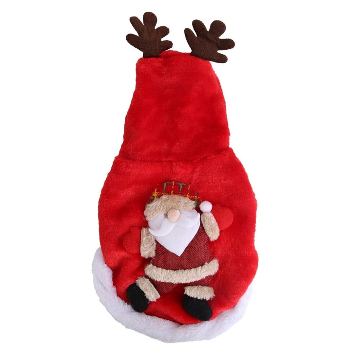 Pet Christmas Clothes Santa Claus Reindeer Antlers Costume Winter Outfit Year Coat Image 2