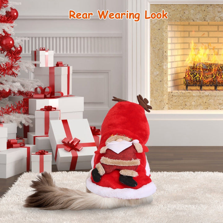 Pet Christmas Clothes Santa Claus Reindeer Antlers Costume Winter Outfit  Year Coat Image 6