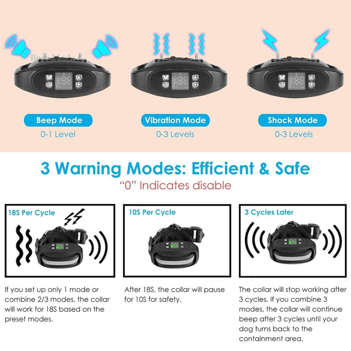 Wireless GPS Dog Fence Rechargeable IPX7 Waterproof Electric Dog Collar 98 to 3280FT Radius Pet Containment System Image 4