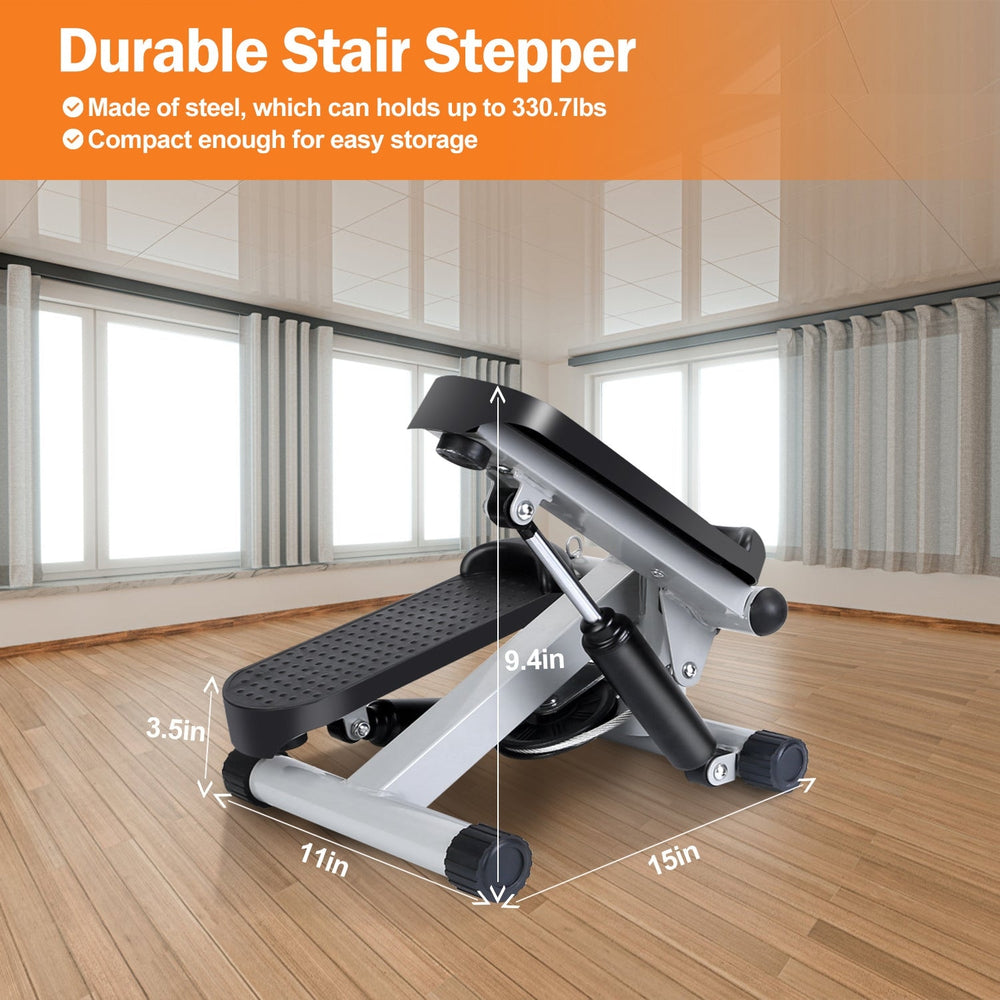 Stepper for Exercise Mini Fitness Stepper with 2 Resistance Bands LCD Monitor Max 330.7LBS Load Stair Stepper Quiet Image 2