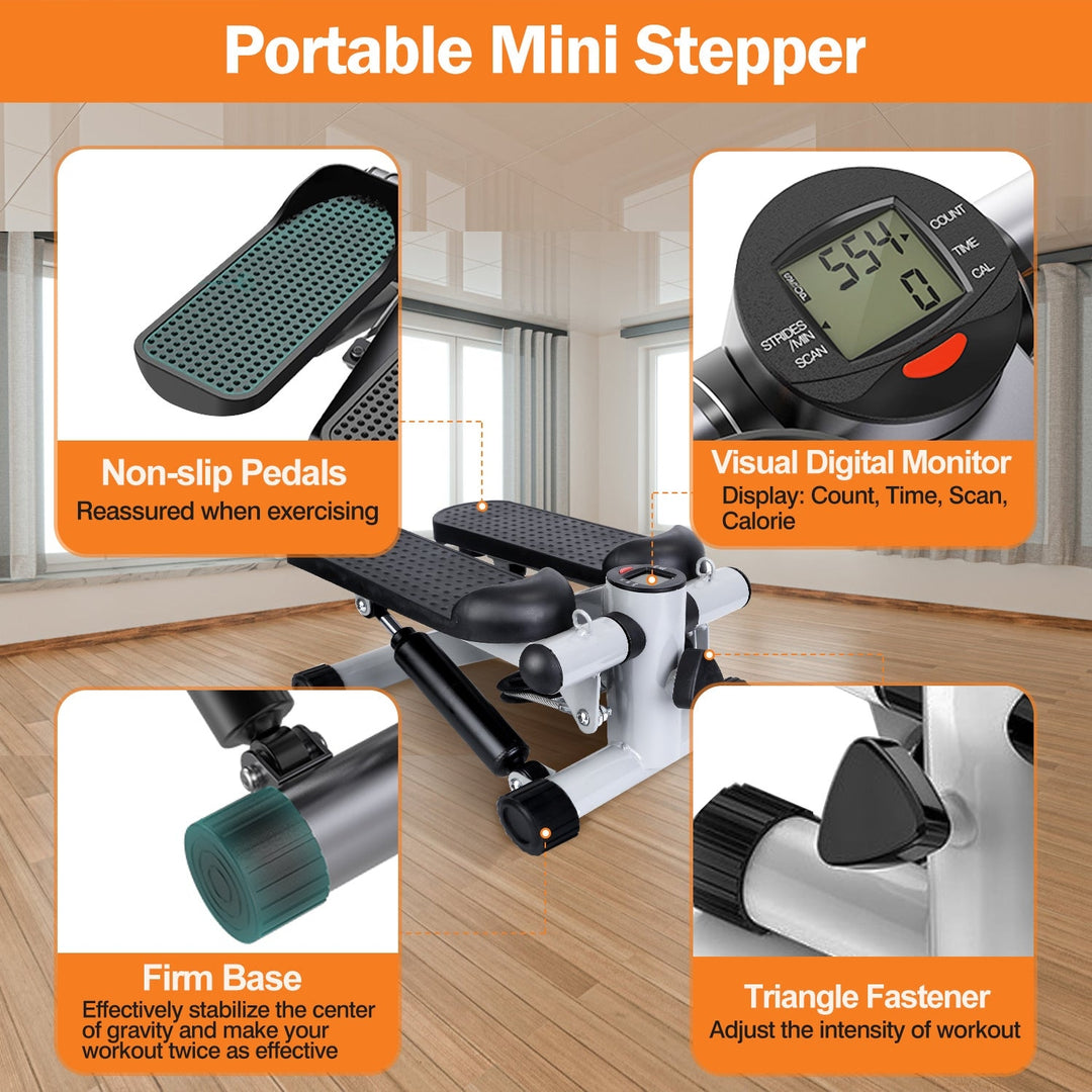 Stepper for Exercise Mini Fitness Stepper with 2 Resistance Bands LCD Monitor Max 330.7LBS Load Stair Stepper Quiet Image 4
