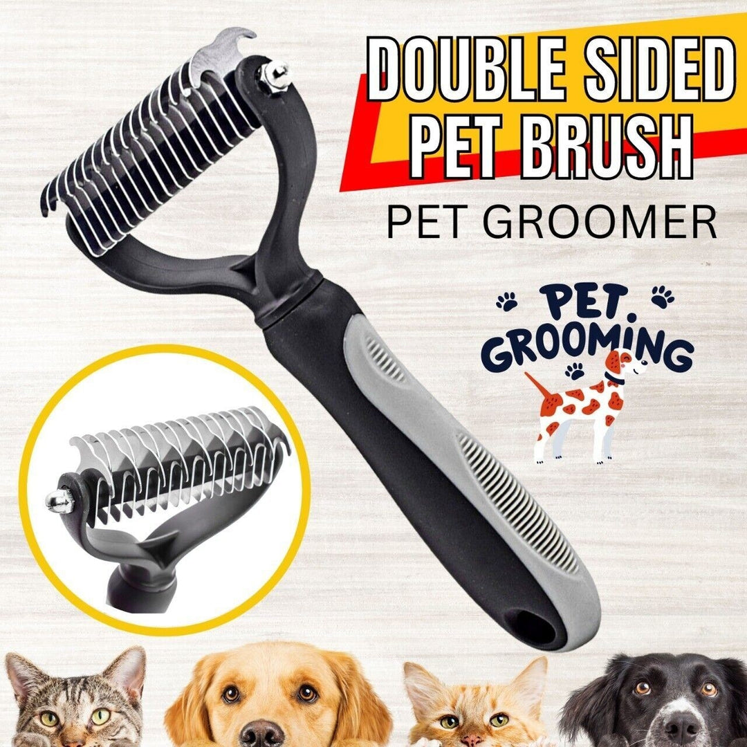 Pet Deshedding Brush Dog Cat Hair Remover Mitt Massage Brush Grooming Brush Comb Image 4