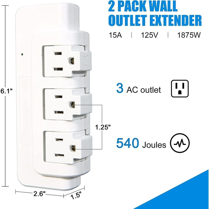 Portable Power Strip Tower 3 Outlets with Extender Multi Sockets Wall Mount for Home Office Image 2