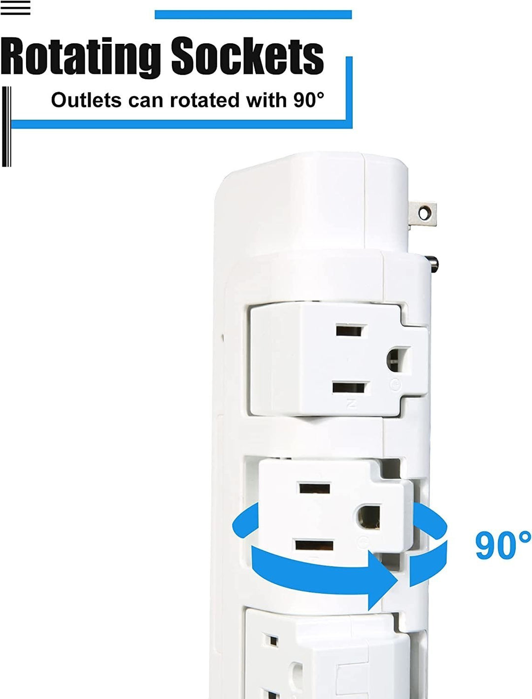 Portable Power Strip Tower 3 Outlets with Extender Multi Sockets Wall Mount for Home Office Image 4