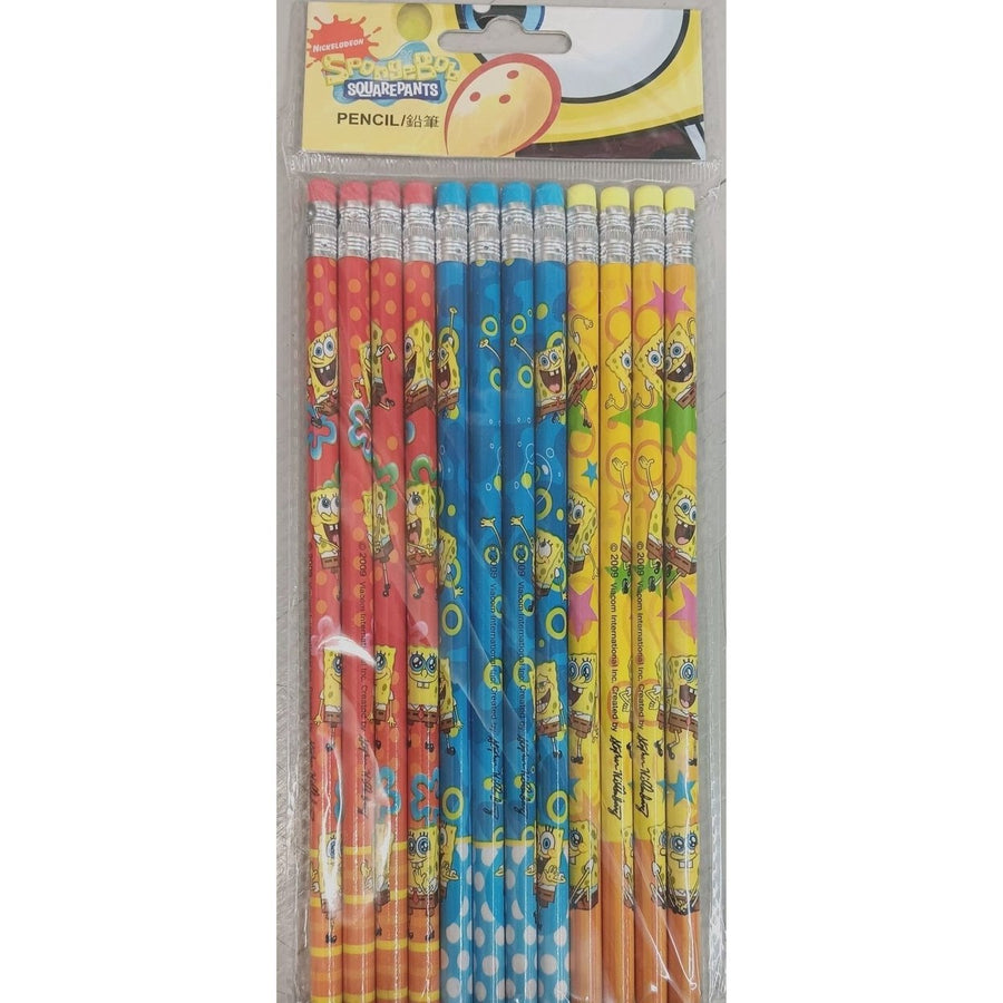 SpongeBob SquarePants Wooden Pencils Pack of 12 Yellow Blue Red No. 2 Image 1