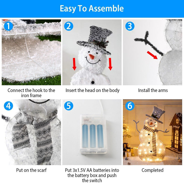 LED Christmas Snowman Decoration Light Collapsible Battery Operated Image 6