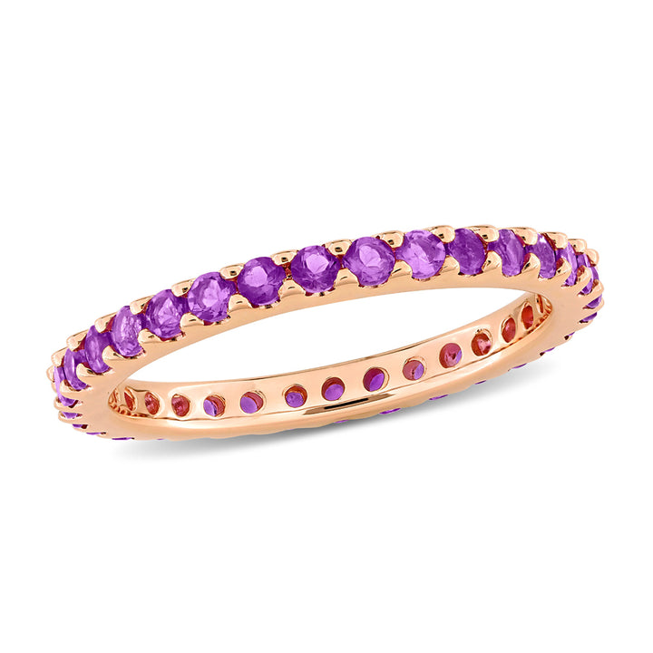 7/8 Carat (ctw) Amethyst Eternity Ring Band in 14K Rose Pink Gold Image 1