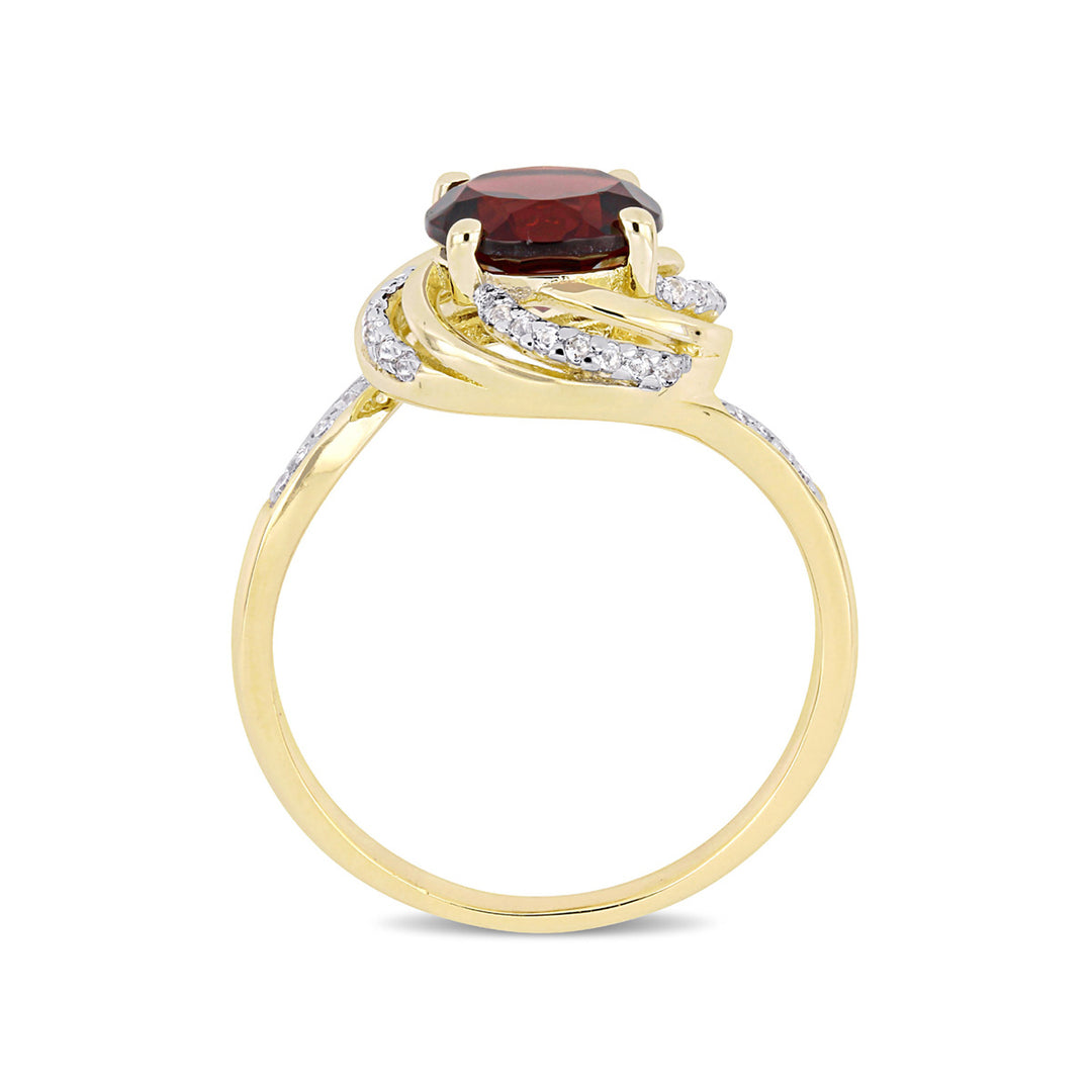 2.14 Carat (ctw) Garnet and White Topaz Ring in Yellow Plated Sterling Silver Image 3