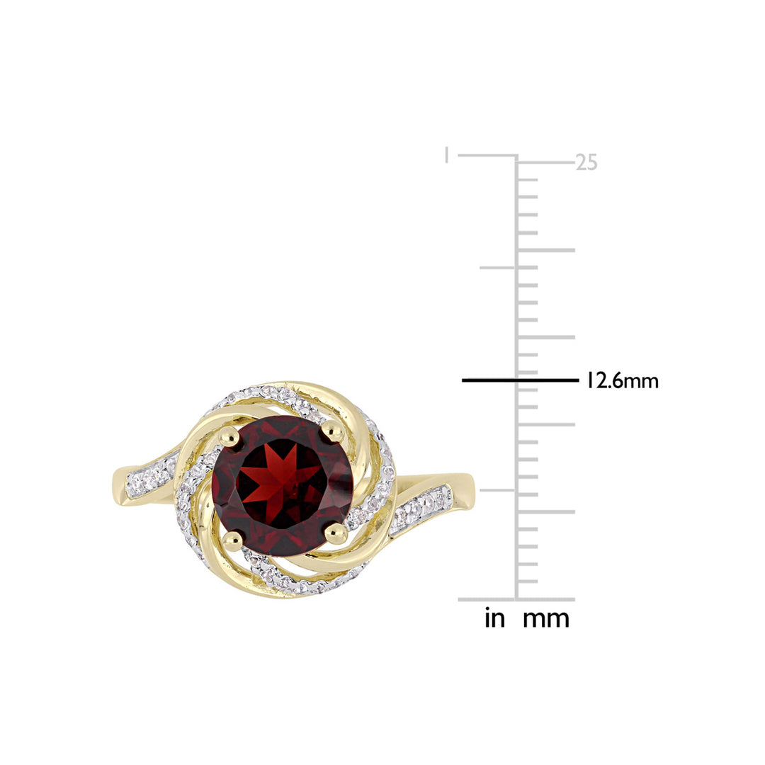 2.14 Carat (ctw) Garnet and White Topaz Ring in Yellow Plated Sterling Silver Image 4