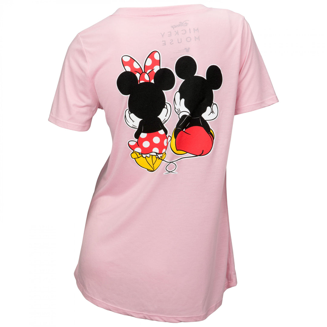 Mickey and Minnie Sitting Together Juniors Tunic T-Shirt Image 3