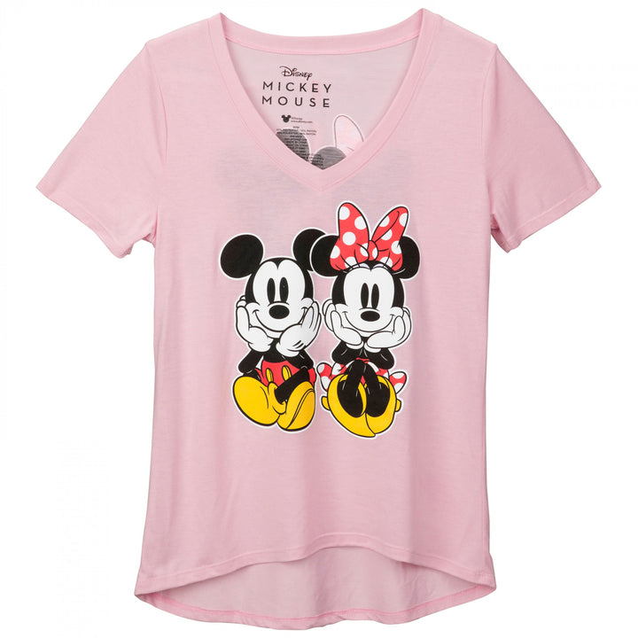 Mickey and Minnie Sitting Together Juniors Tunic T-Shirt Image 4