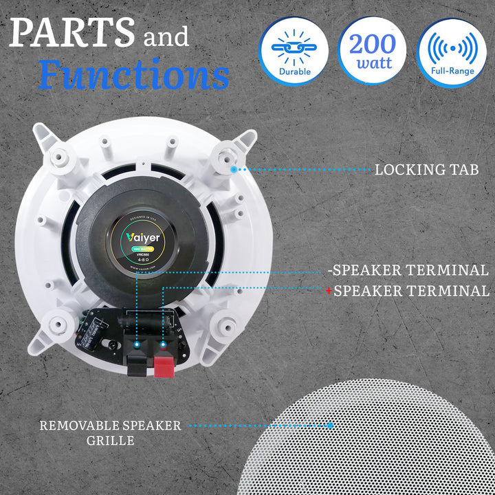 Technical Pro 2000W Bluetooth Amplifier 6.5" Ceiling Speakers 100ft Speaker Wire Image 7